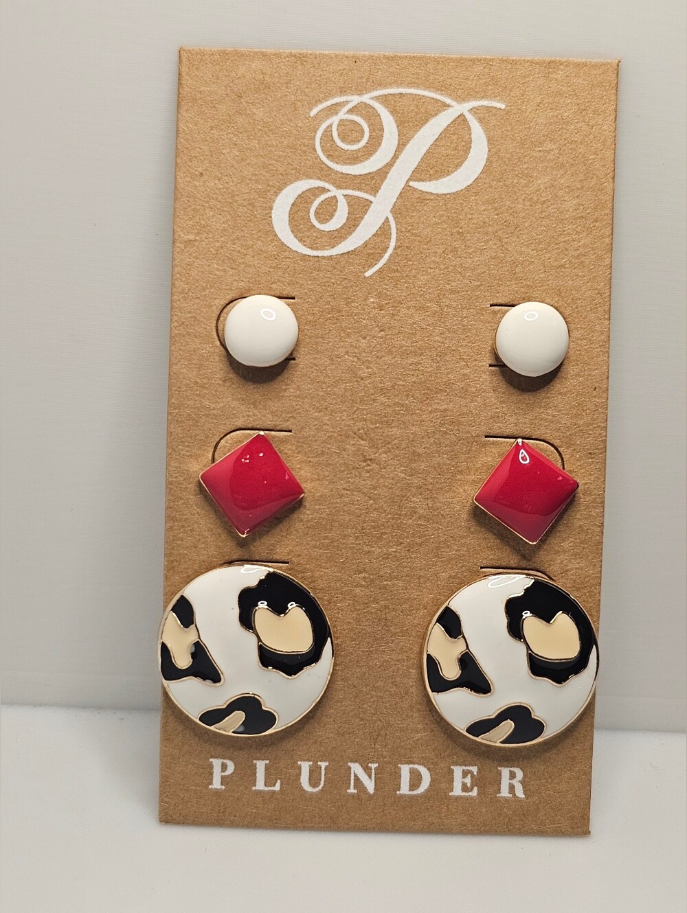 Plunder Enamel Stud 3 pair Set